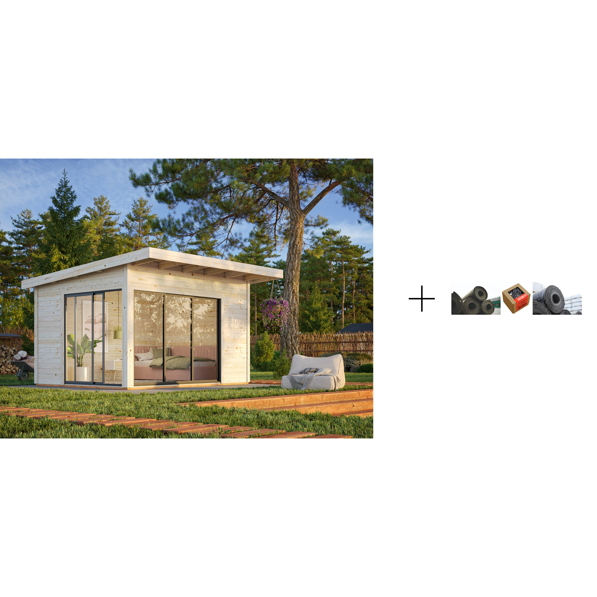 Hagestue Palmako Andrea 11,2 m2 med Papp, Spiker og SBS Takbelegg