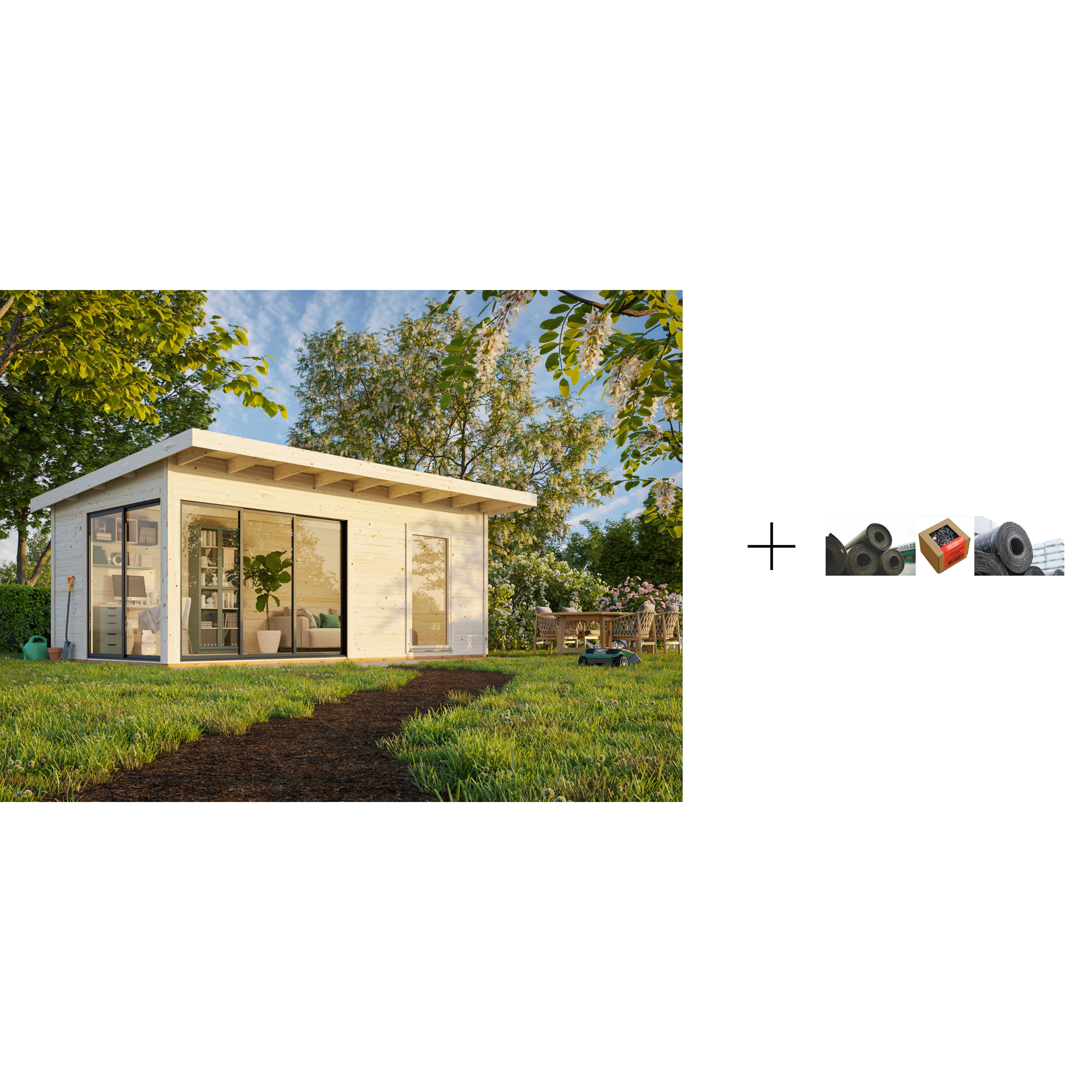 Hagestue Palmako Andrea 17,1 m2 med Papp, Spiker og SBS Takbelegg