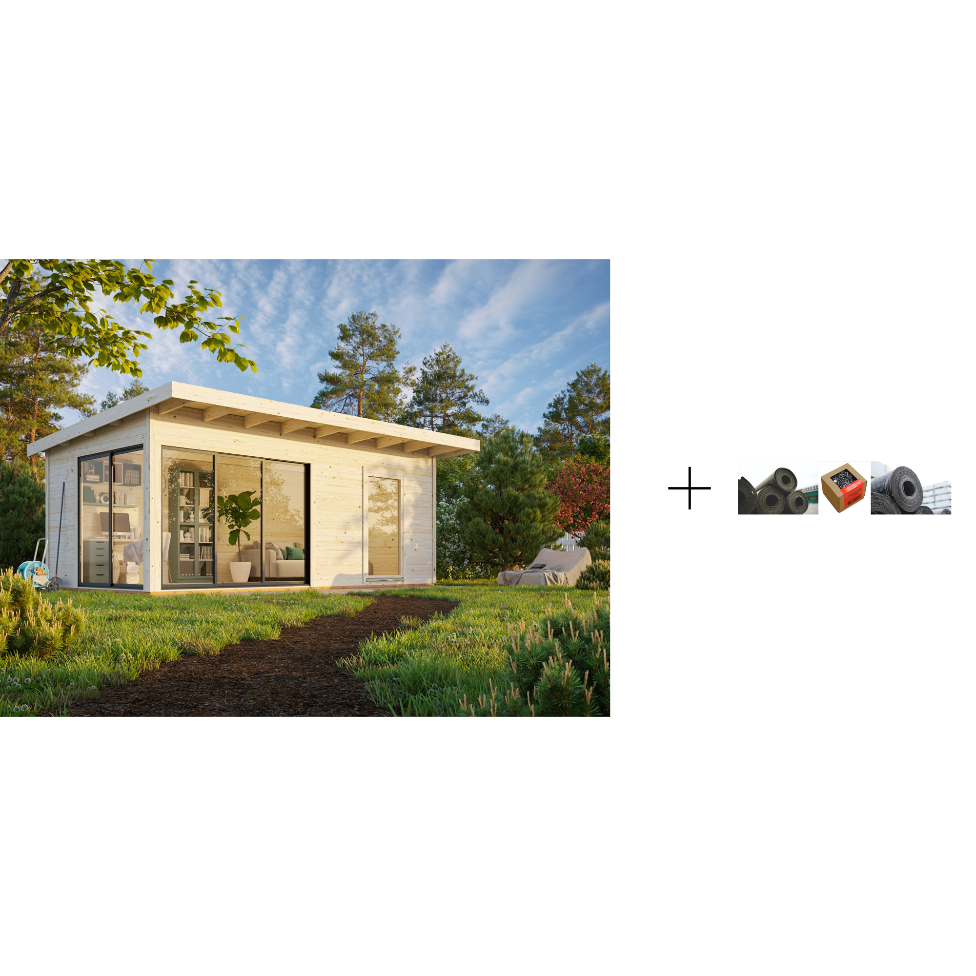 Hagestue Palmako Andrea 17,1 m2 med Papp, Spiker og SBS Takbelegg