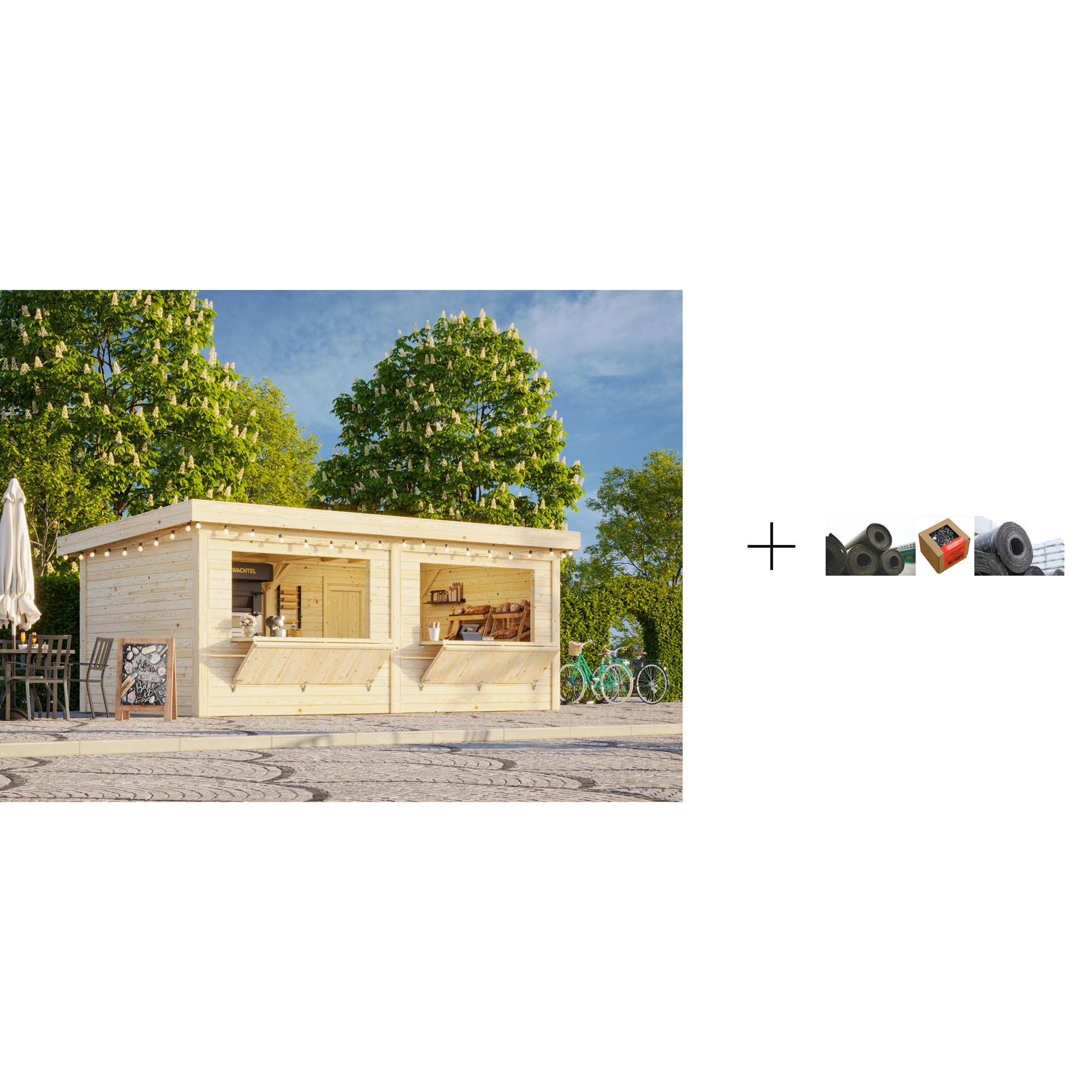 Kiosk Palmako Lenna 16,6 m2 Set 311 med Papp, Spiker og SBS Takbelegg