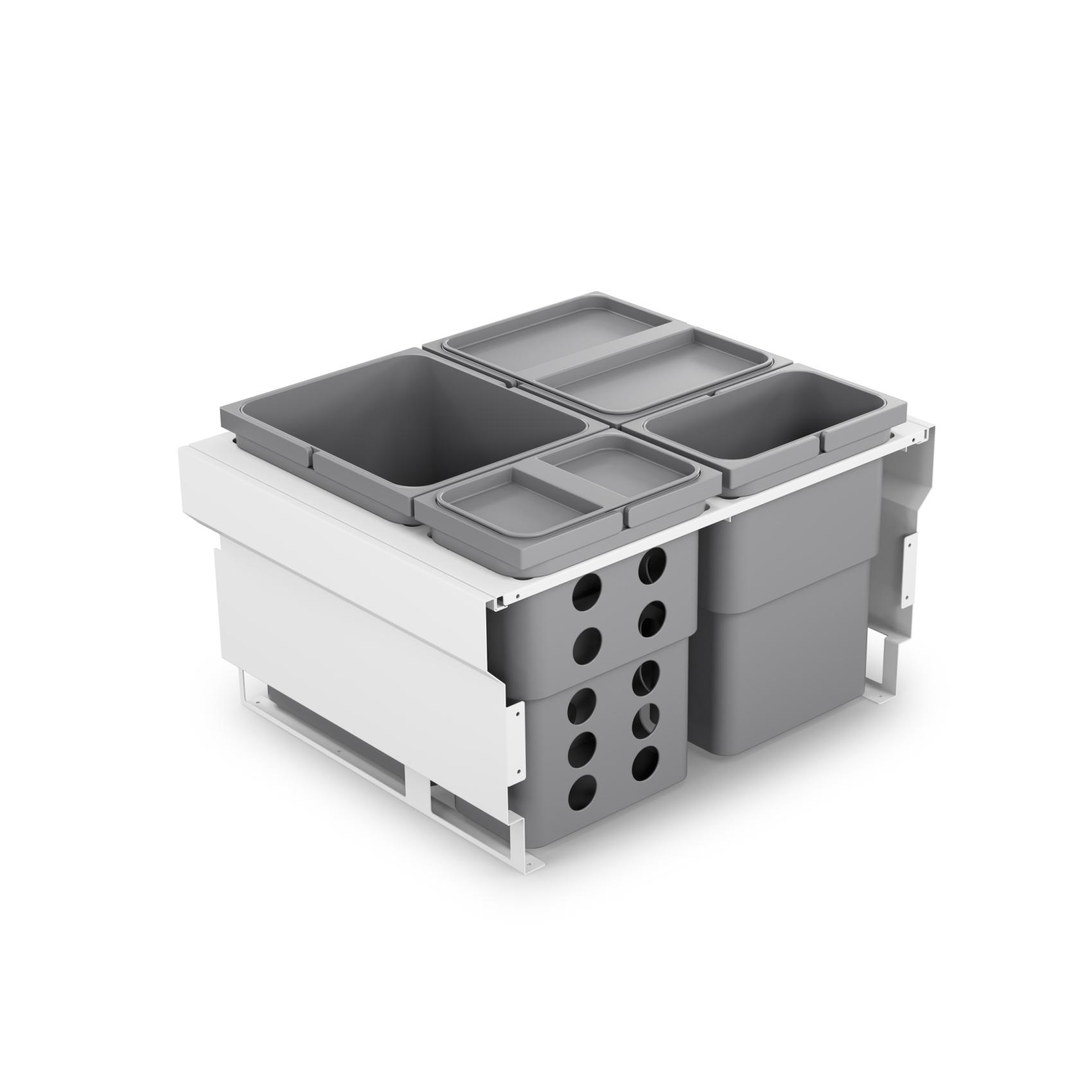 Källsorteringskärhållare Theofils Malaga 450X600 mm Inkl Hinkar Vit/Ljusgrå