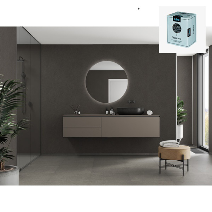 Baderomspanel Fibo 4003-M00 Grey Terrazzo med Monteringsskruer