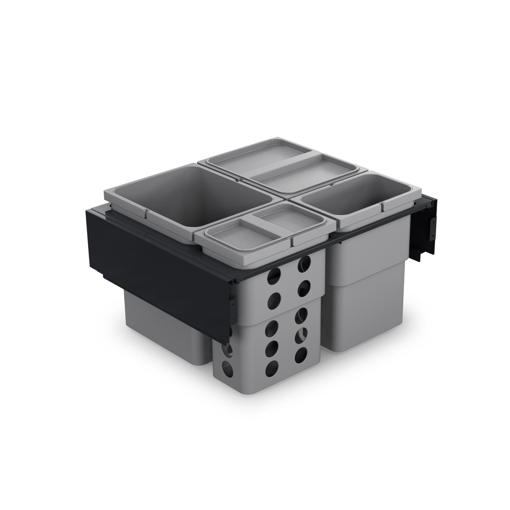 Källsorteringskärhållare Theofils Madrid 450X600 mm Inkl Hinkar Grå/Ljusgrå