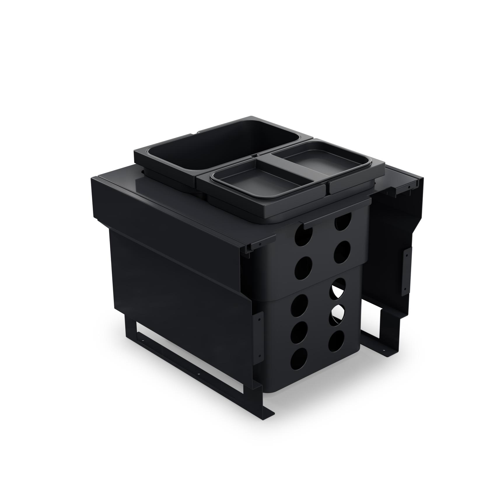 Källsorteringskärhållare Theofils Malaga 350X400 mm Inkl Hinkar Grå/Mörkgrå