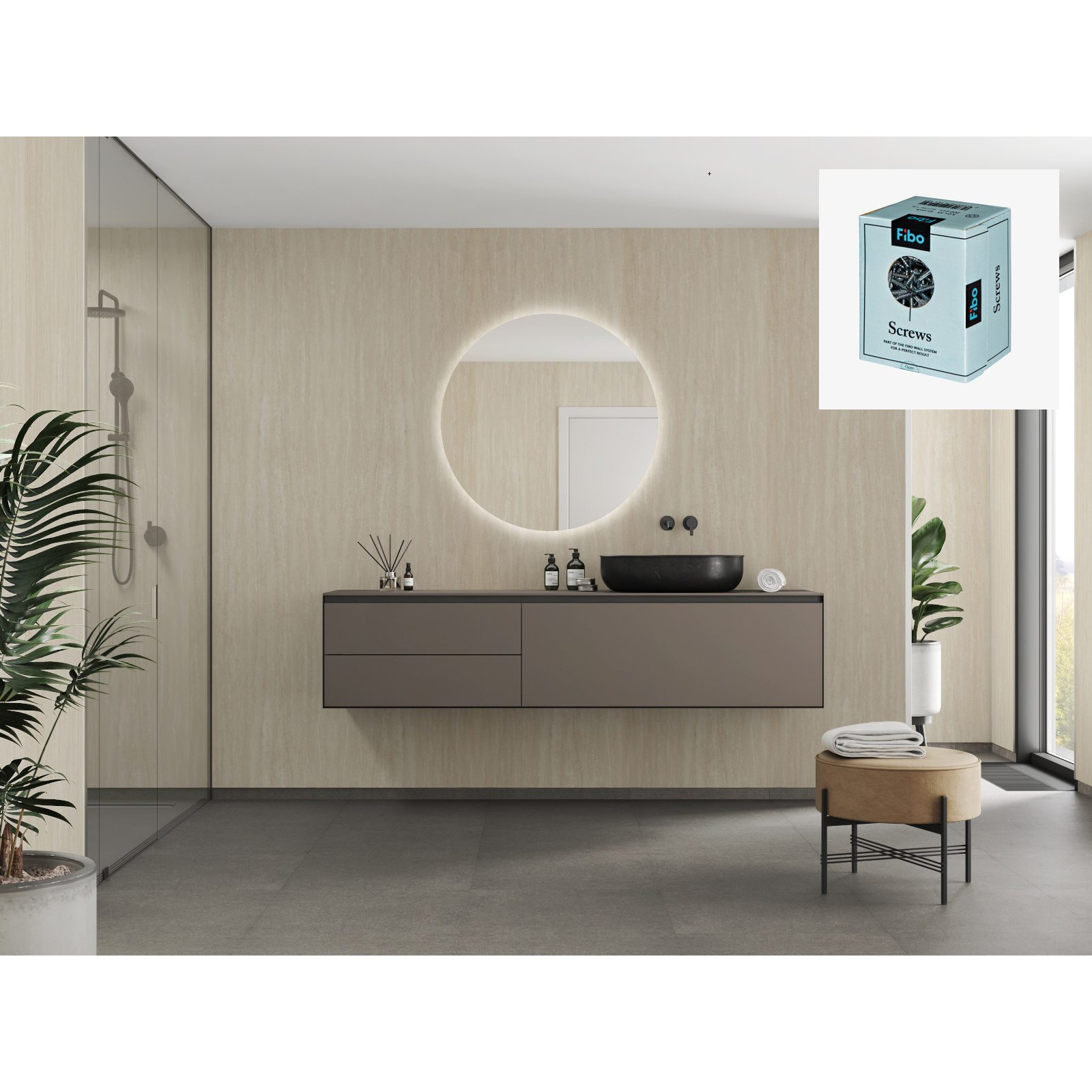 Baderomspanel Fibo 2050 Sugar Sparkle med Monteringsskruer