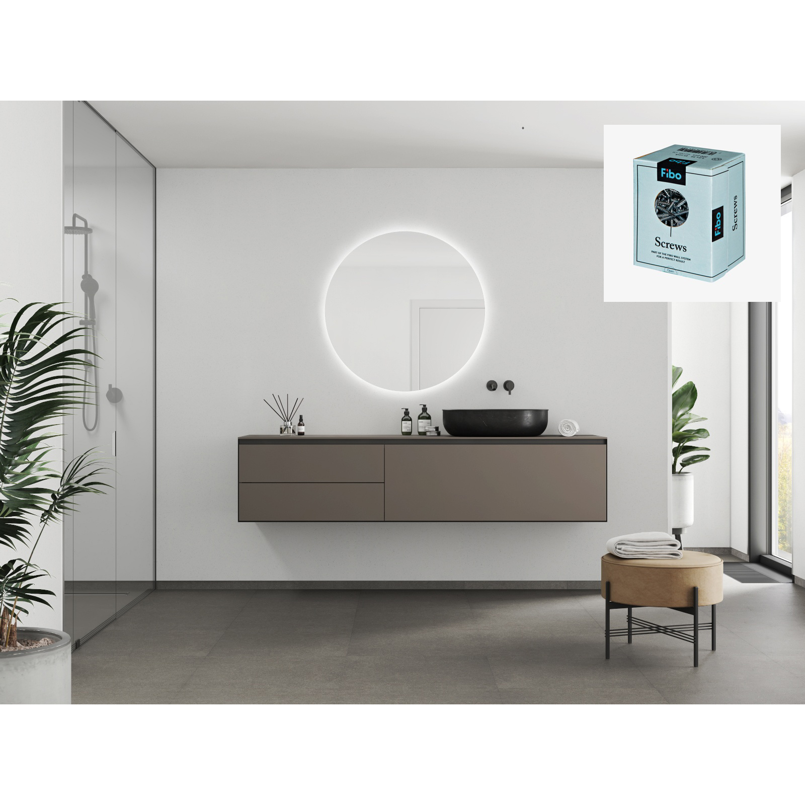 Baderomspanel Fibo 0232 Sandstone med Monteringsskruer