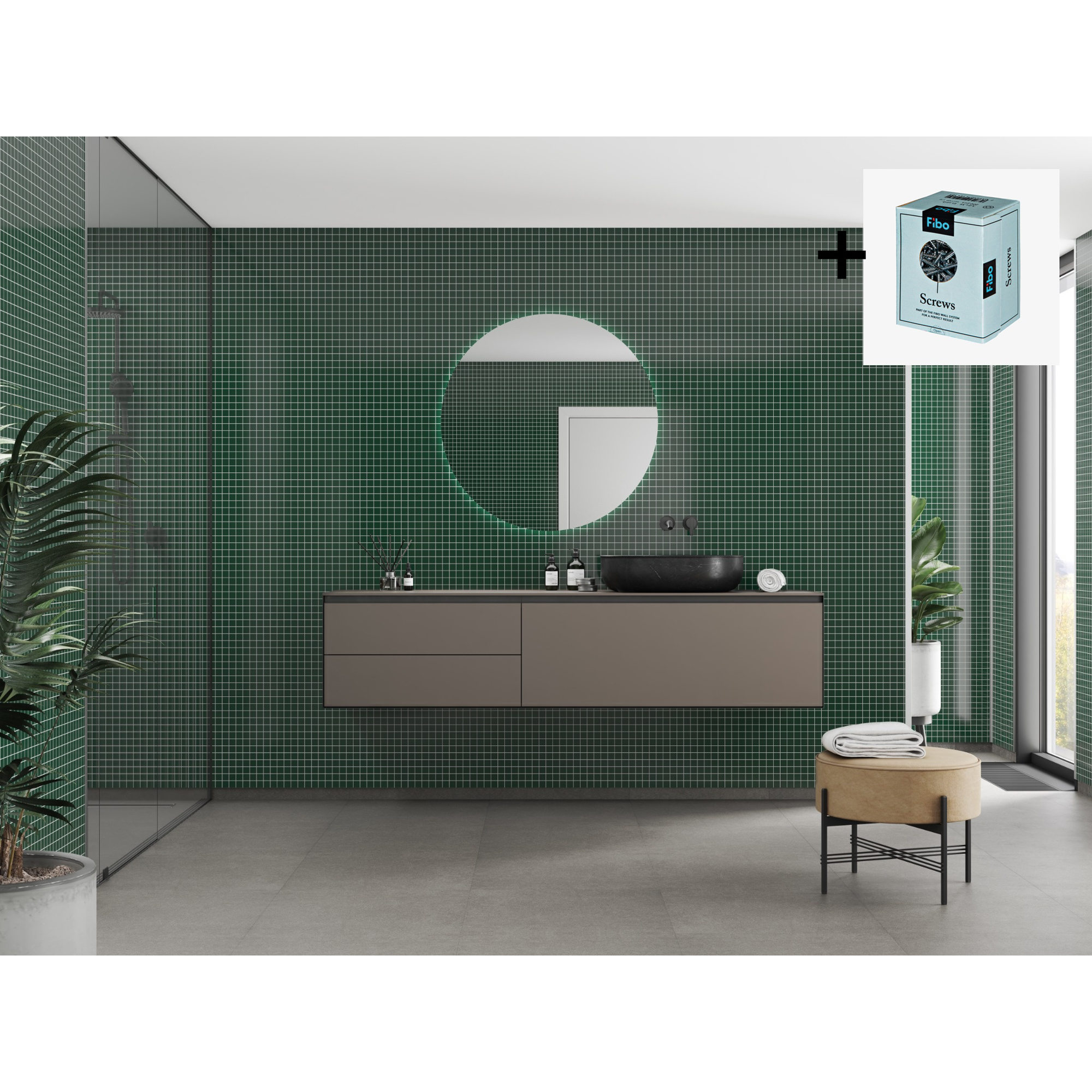 Baderomspanel Fibo 5231-M0303 Bottle Green med Monteringsskruer