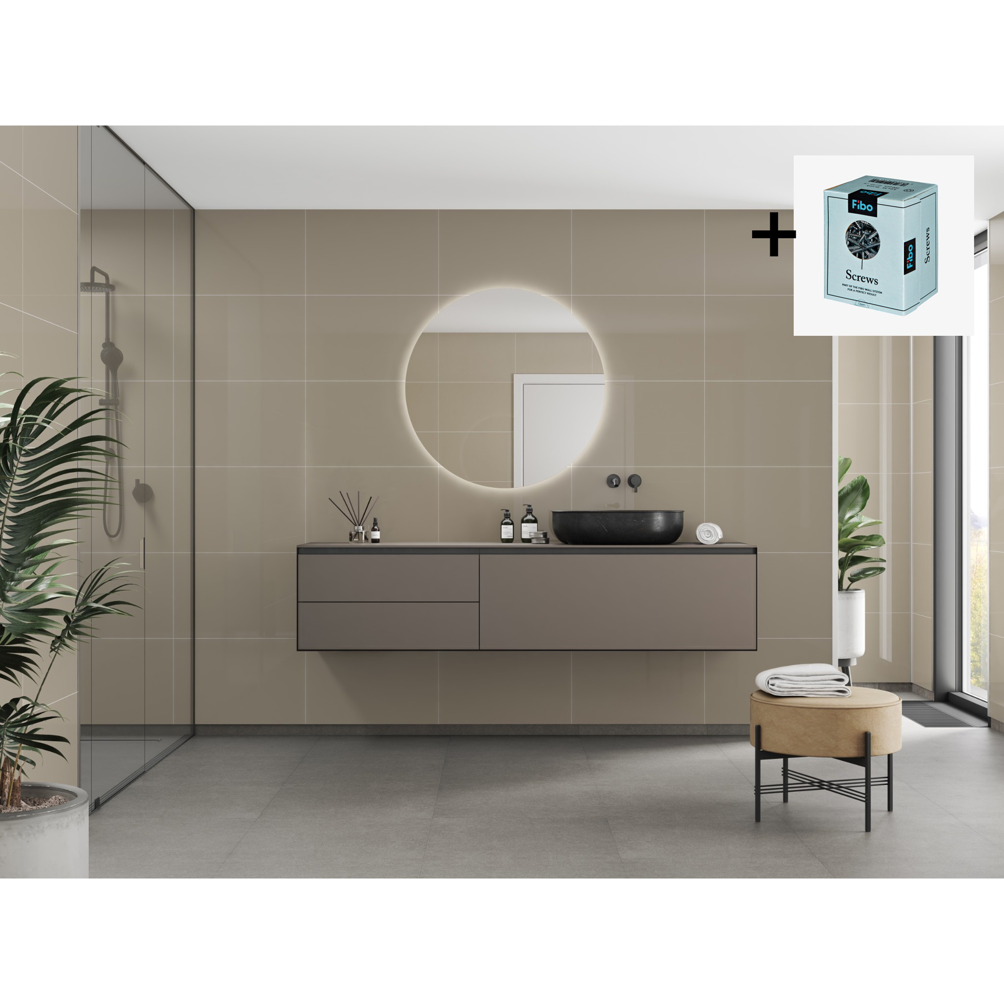 Baderomspanel Fibo 6233-M6040 Beige med Monteringsskruer