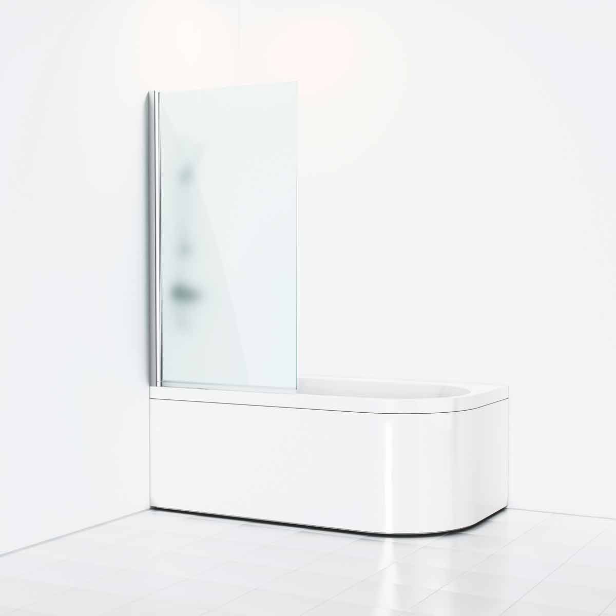 Badekarvegg Svedbergs Skoga Rett 80x3x141 Alu blank profil og frostet glass