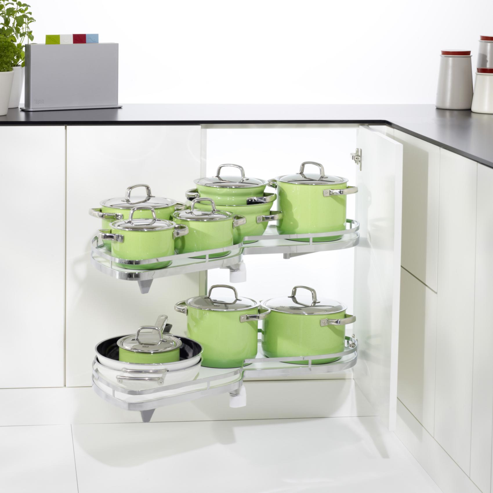 Hörnskåpsutdrag Theofils Kesseböhmer Lemans II Arena Plus Style Vit/Krom, Längd: 450 mm, Vänster