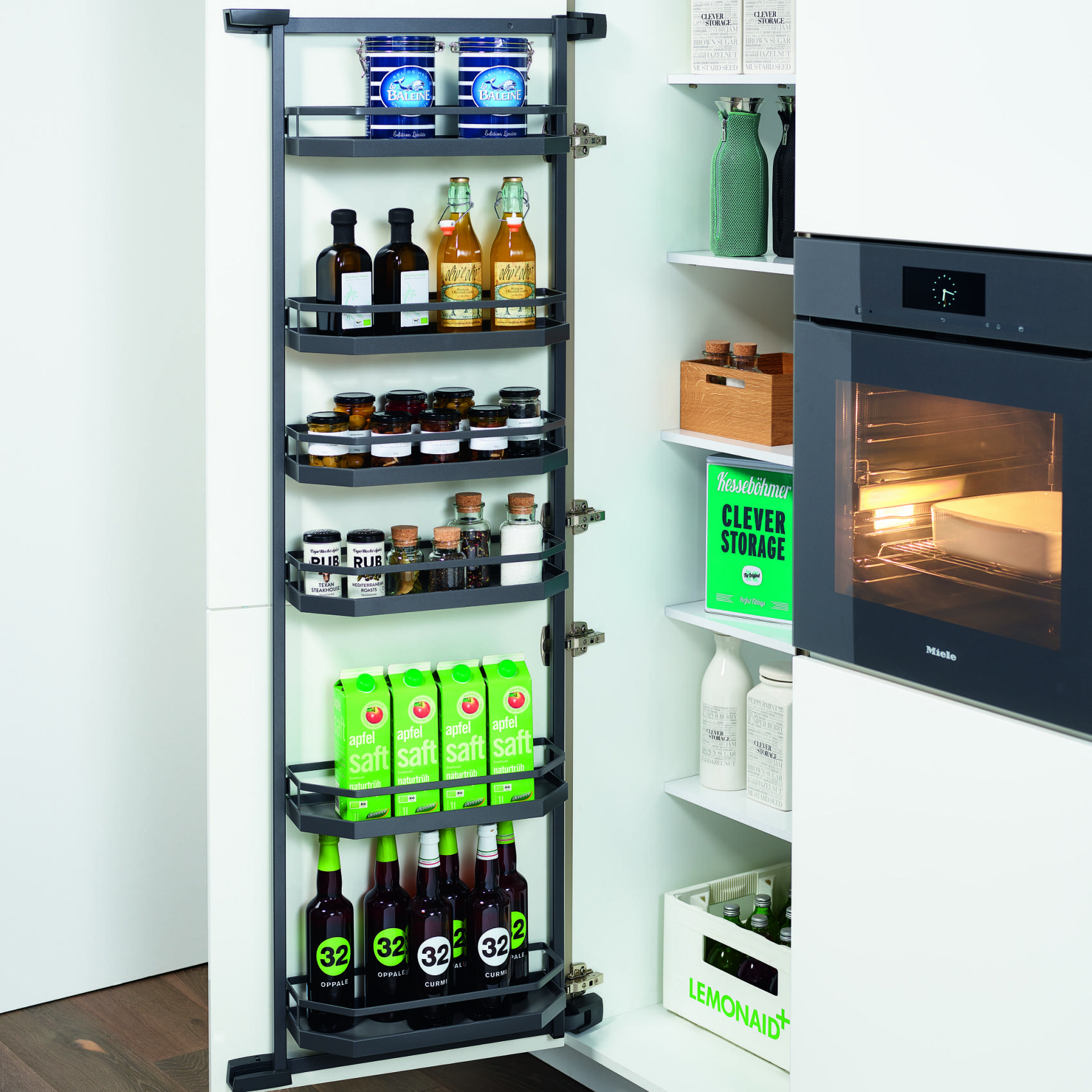 Dörrhylla Theofils Kesseböhmer Tandem Side Arena Classic Grå/Silver HxL: 600x600 mm, 3 Hyllor