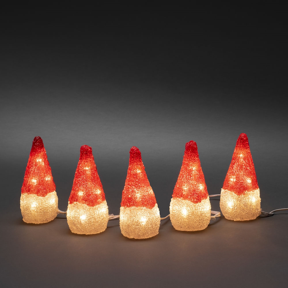 Dekorasjonsfigur Gnosjö Konstsmide Nisser Akryl 5stk LED