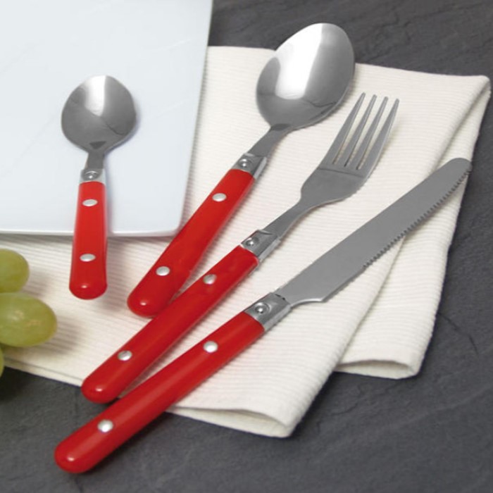 Bestikk Casu 24-deler Rustfritt Stål Rød