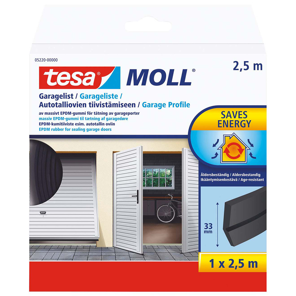 Tetningslist Tesa Garage 2,5 m Sort