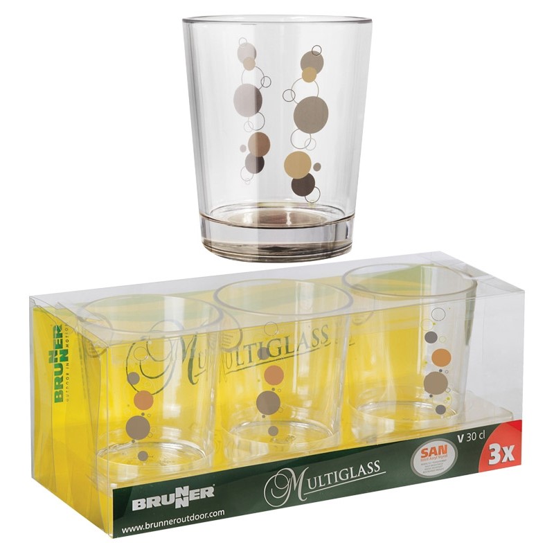 Glass Brunner 30cl 3stk Flerfarget