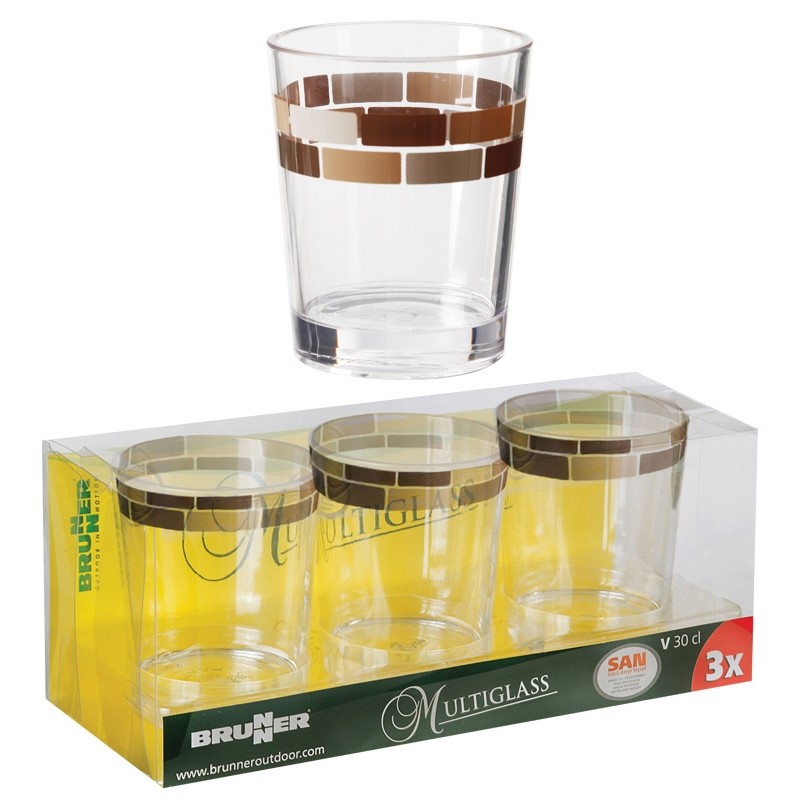 Glass Brunner 30cl 3stk Klar/Brun