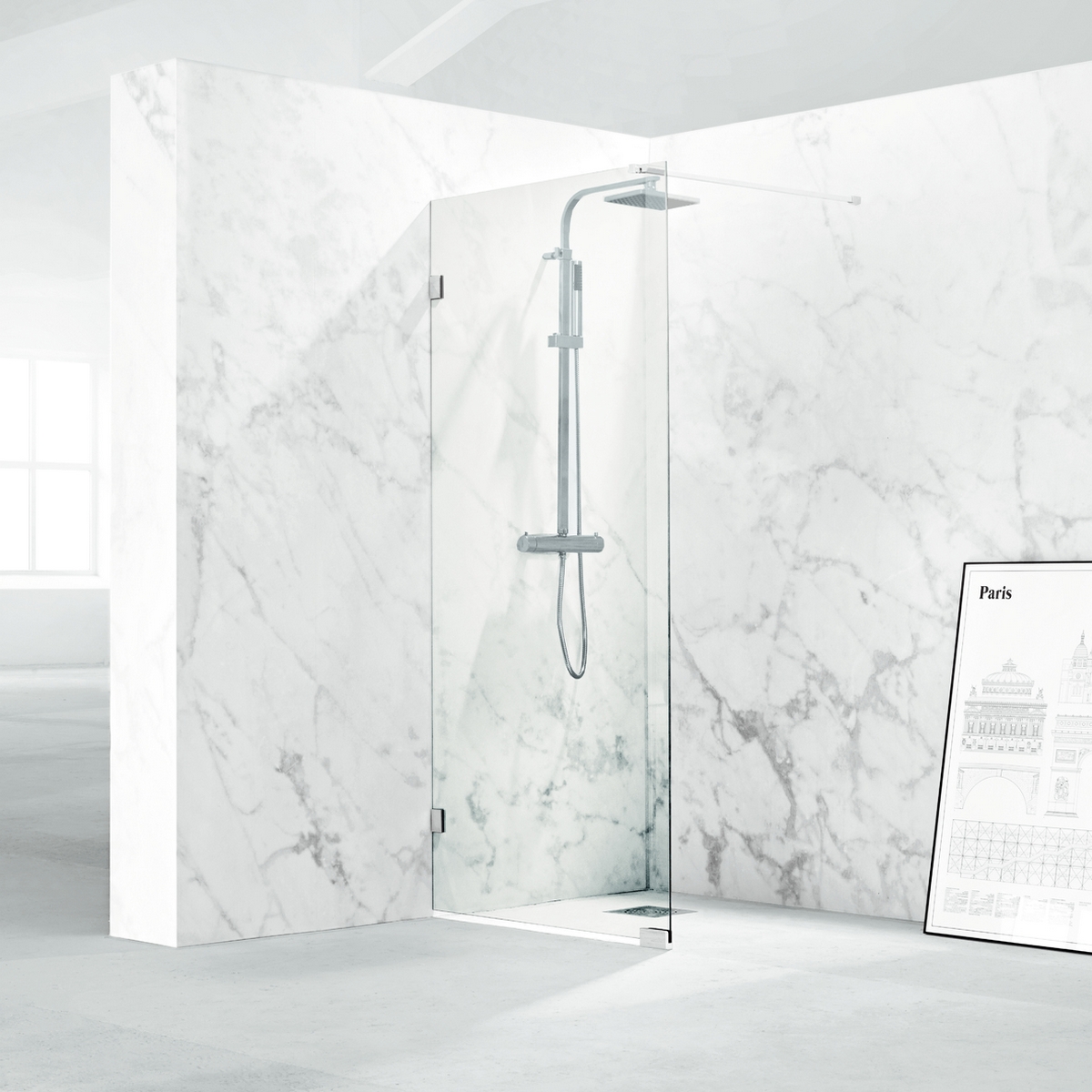 Skärmvägg Svedbergs 180° Rak | badrum - duschar - duschvagg | KakelKungen