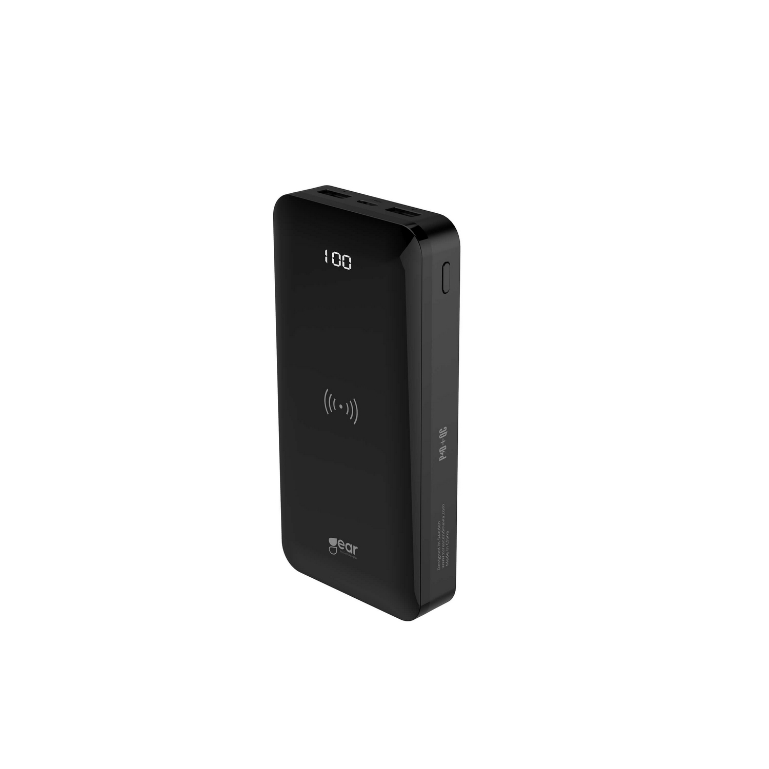 Powerbank Gear 20 000Mah Lipolymer 5W-Qi 1Xmicrousb Ledindicator Svart
