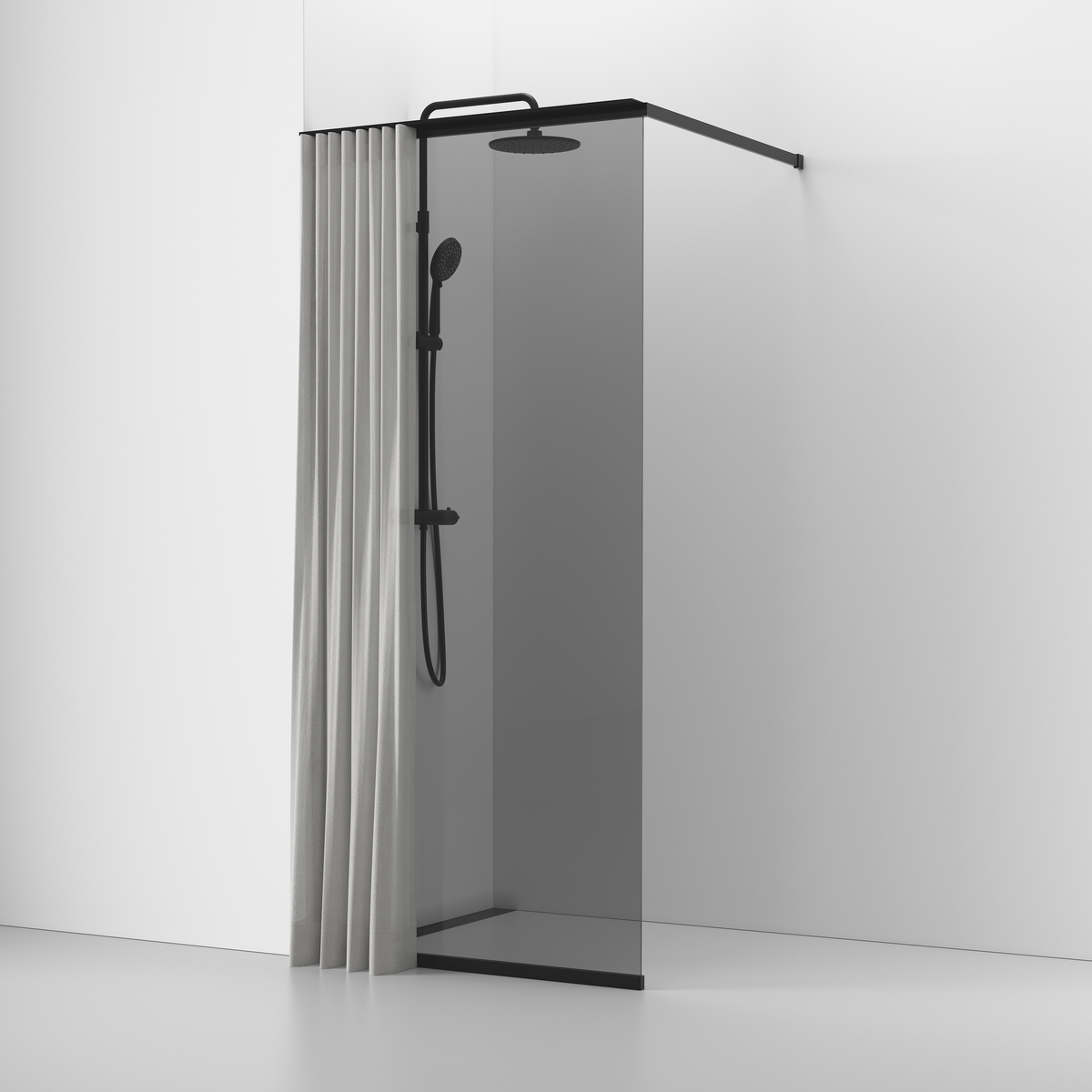 Gardinskena Svedbergs Langfoss till Duschvägg B: 800 mm, Mattsvart