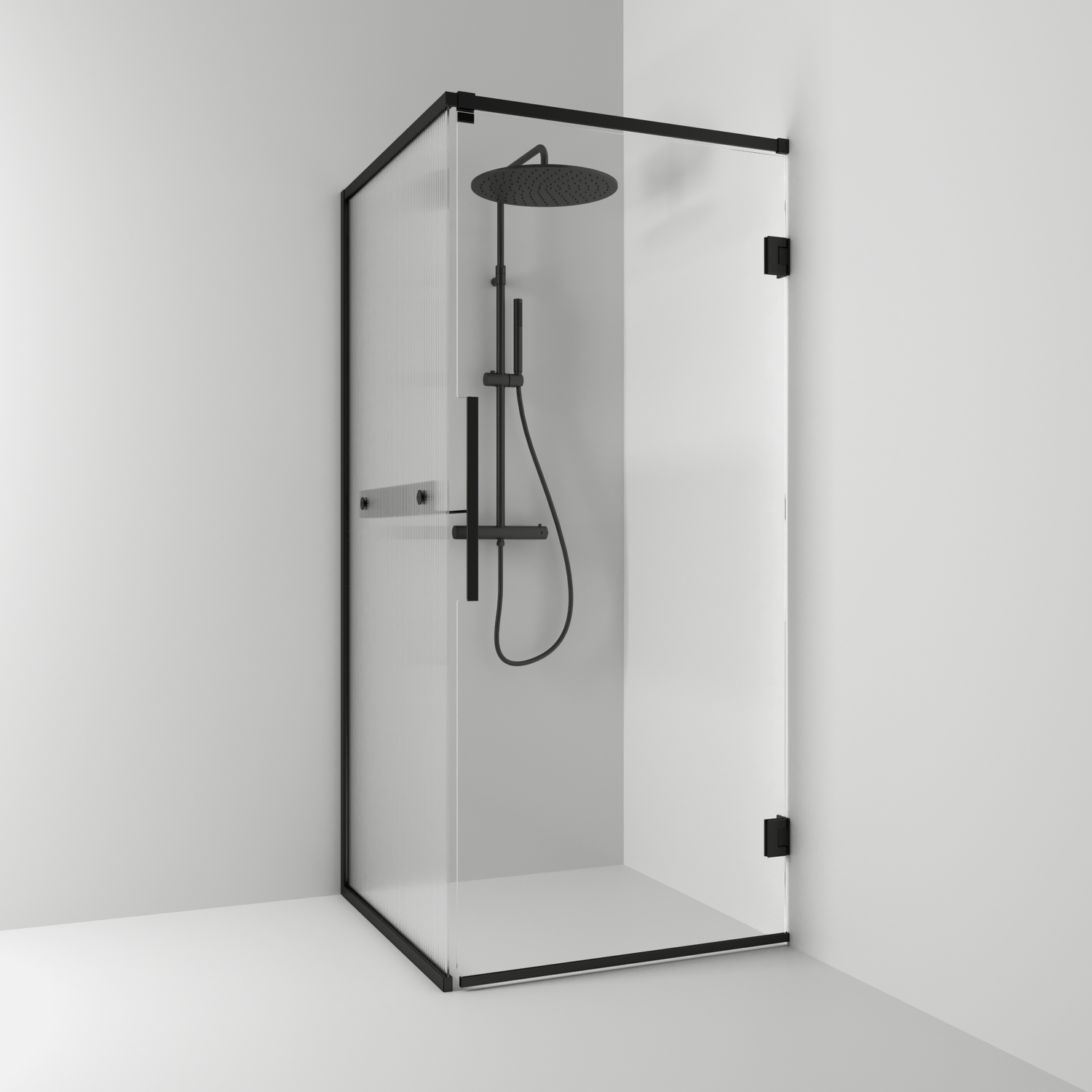 Duschhörn Svedbergs Langfoss Kombi 200 med Linjeglas och Hylla | badrum - duschar - duschhorn | KakelKungen