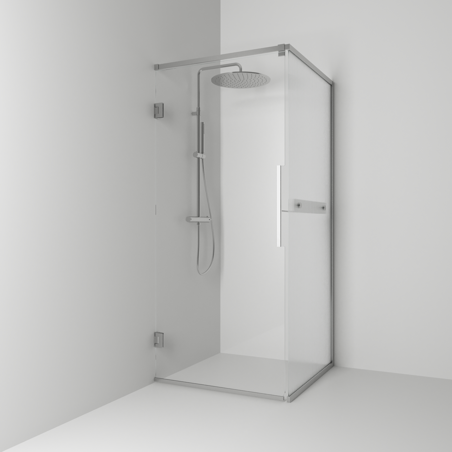 Duschhörn Svedbergs Langfoss Kombi 200 med Linjeglas och Hylla | badrum - duschar - duschhorn | KakelKungen