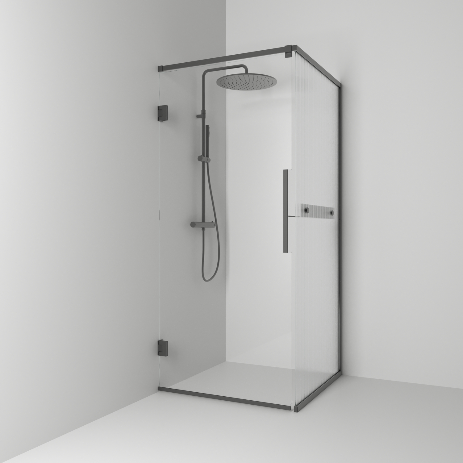 Duschhörn Svedbergs Langfoss Kombi 200 med Linjeglas och Hylla | badrum - duschar - duschhorn | KakelKungen