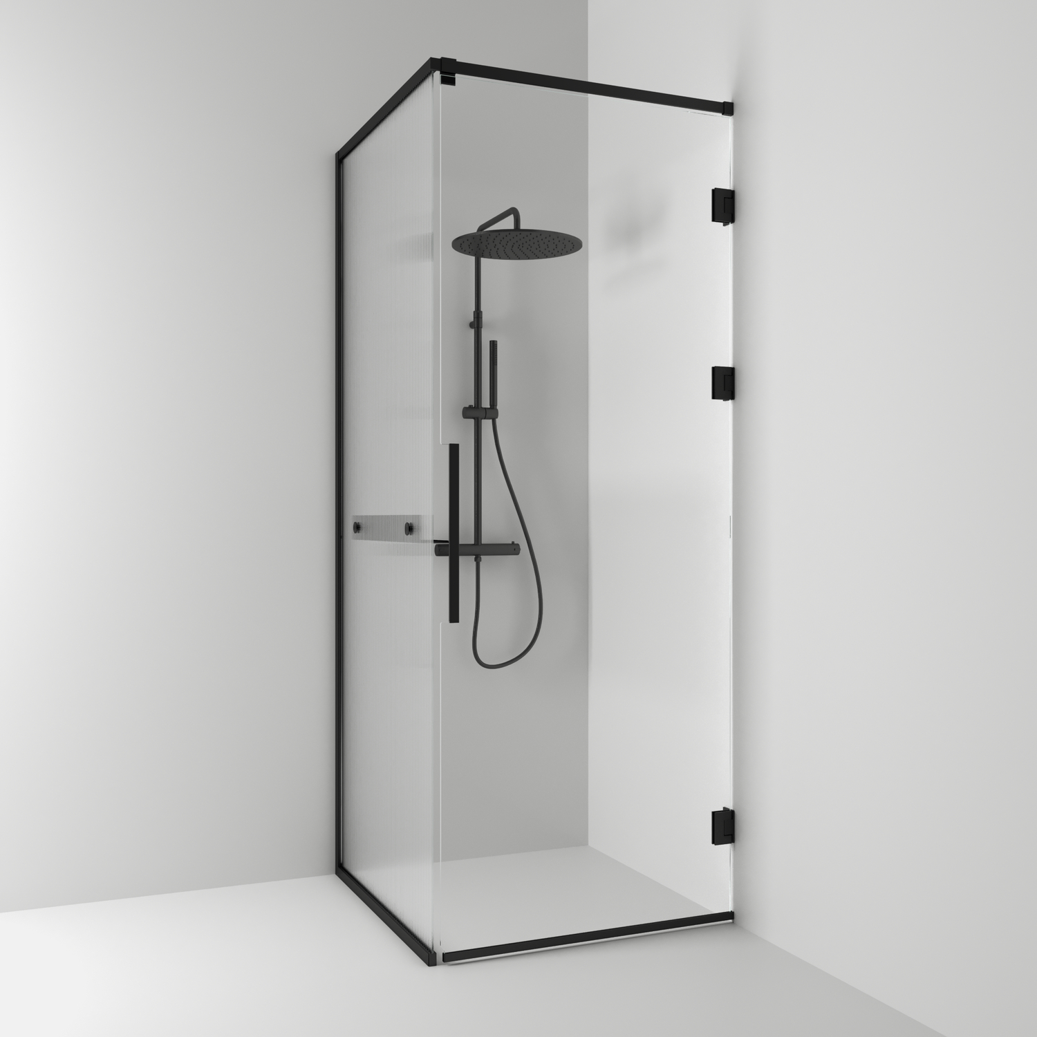 Duschhörn Svedbergs Langfoss Kombi 230 med Linjeglas och Hylla | badrum - duschar - duschhorn | KakelKungen