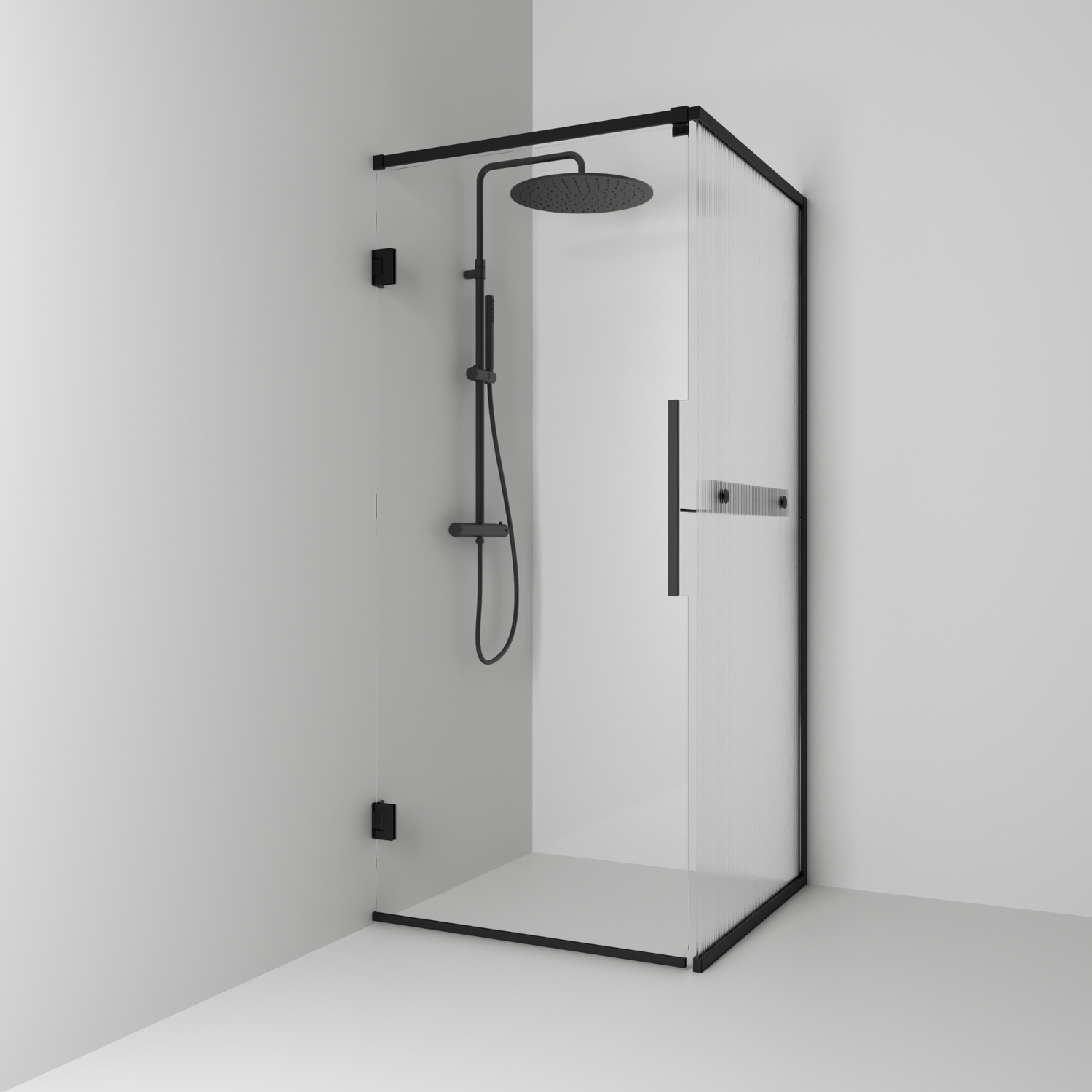 Duschhörn Svedbergs Langfoss Kombi 200 med Linjeglas och Hylla | badrum - duschar - duschhorn | KakelKungen