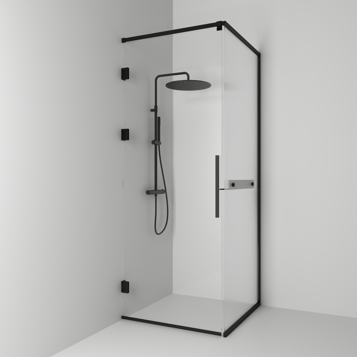 Duschhörn Svedbergs Langfoss Kombi 230 med Linjeglas och Hylla | badrum - duschar - duschhorn | KakelKungen