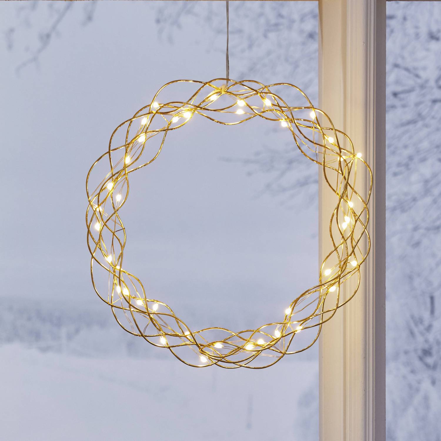 Hengende Dekorasjon Star Trading Curly Krans med LED 30cm