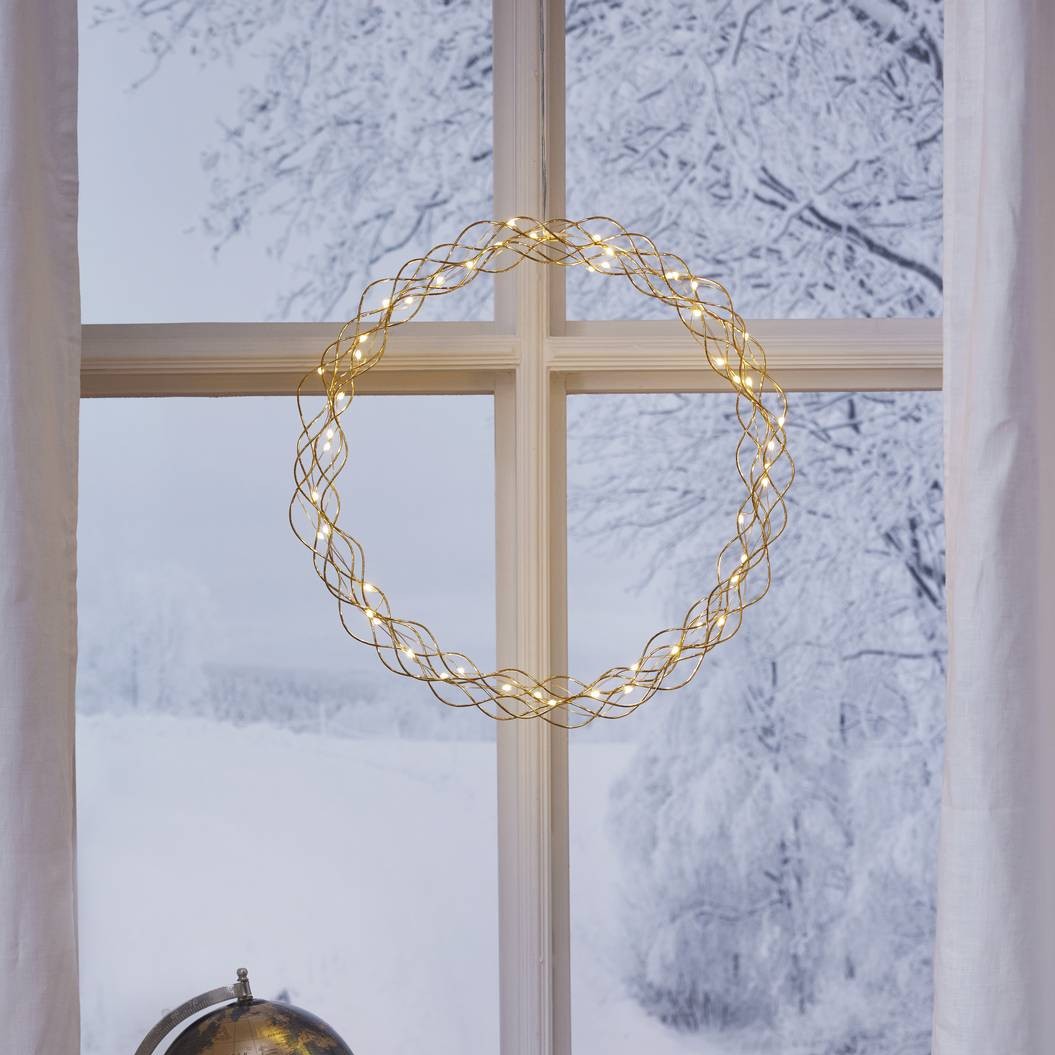 Hengende Dekorasjon Star Trading Curly Krans med LED 45cm