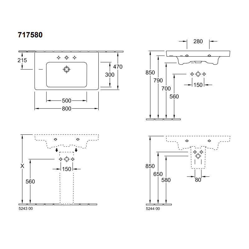 Möbeltvättställ Villeroy & Boch Subway 2.0