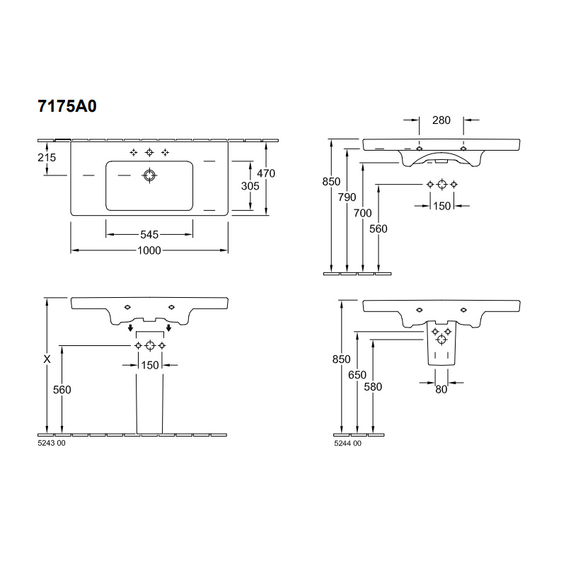 Möbeltvättställ Villeroy & Boch Subway 2.0