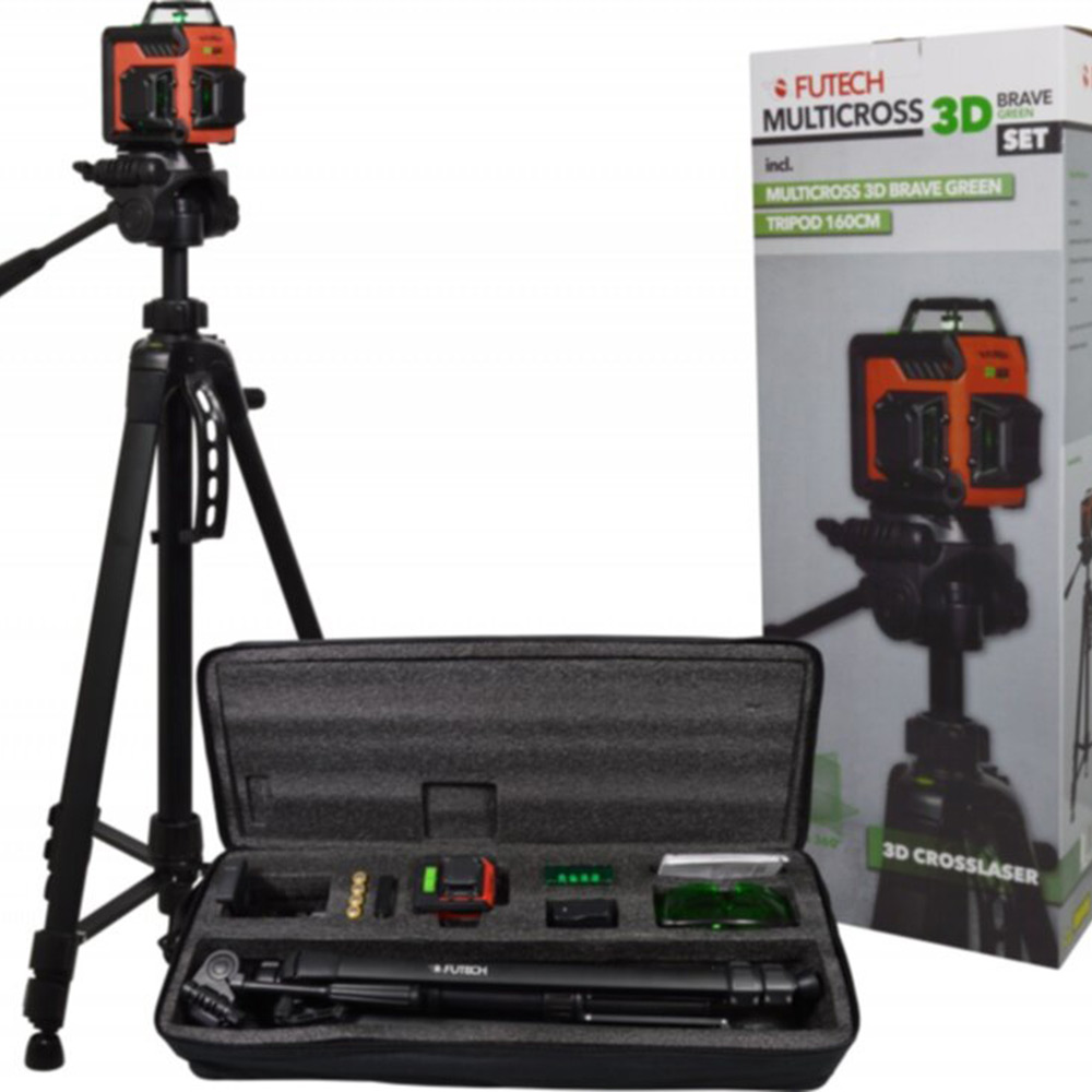 Multilinjelasersats Futech Grön MC3D Brave Tripod Med Väska