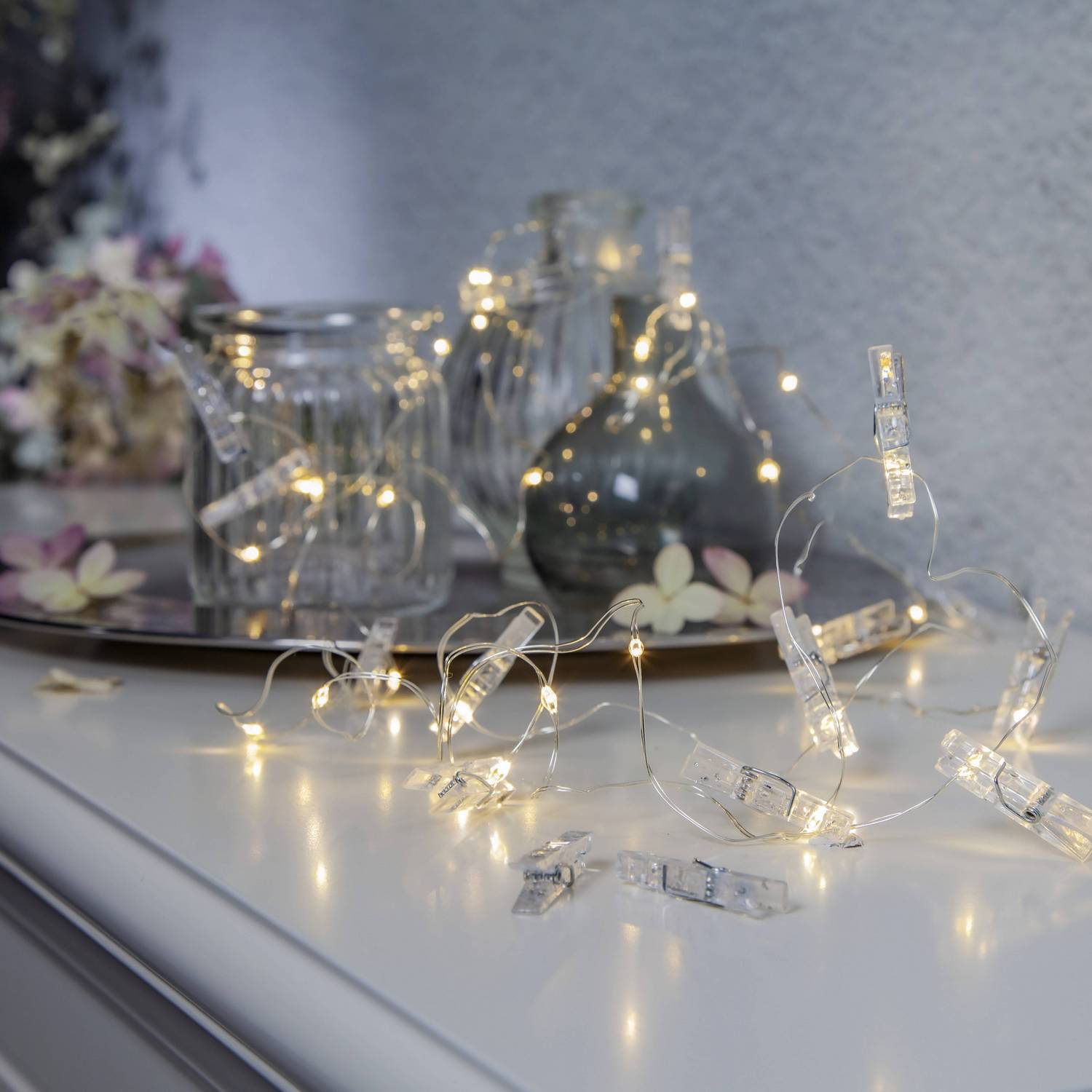 Lyslenke Star Trading Clippy driven LED-lenke med Klesklyper