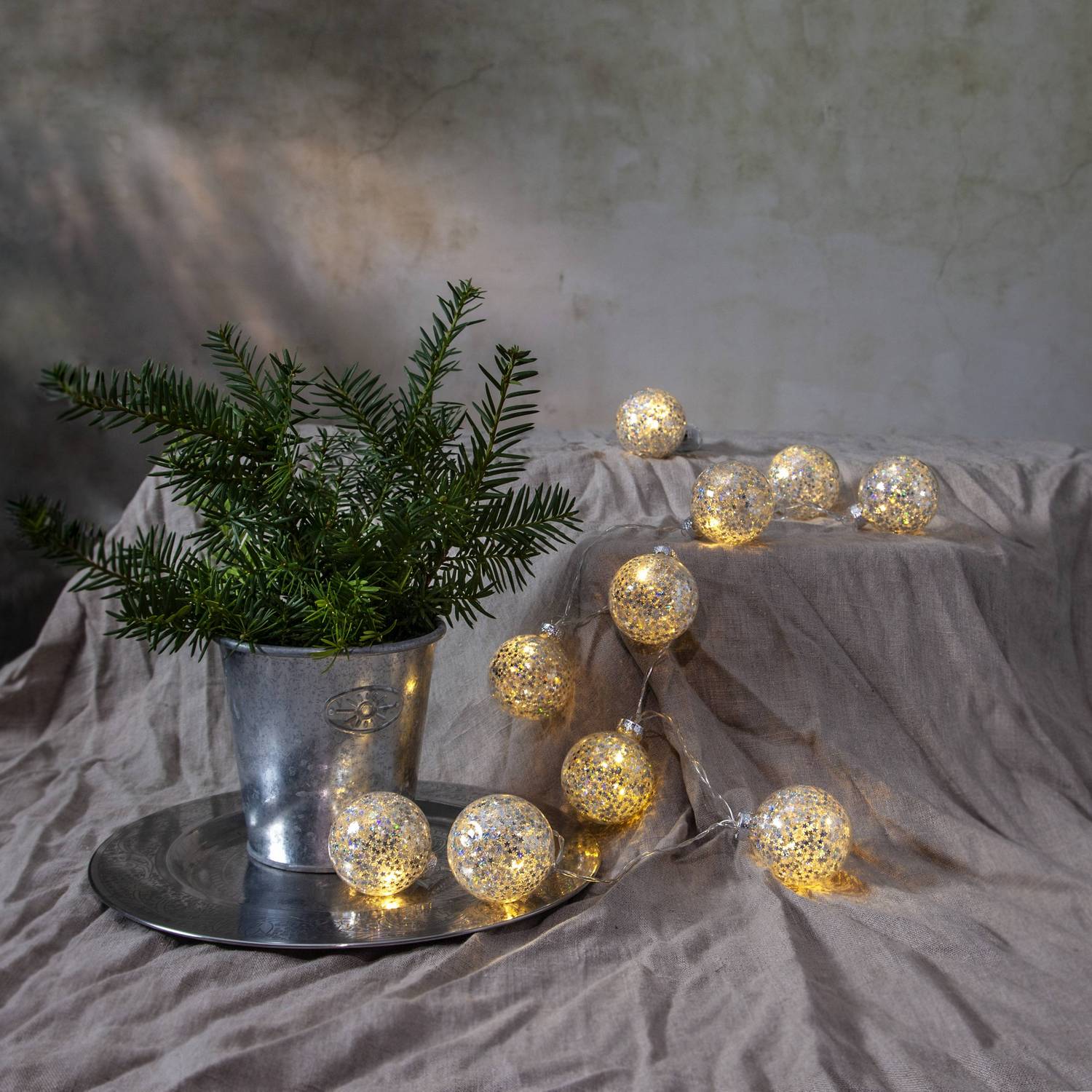 Lyslenke Star Trading Glitter 10stk Glasskuler