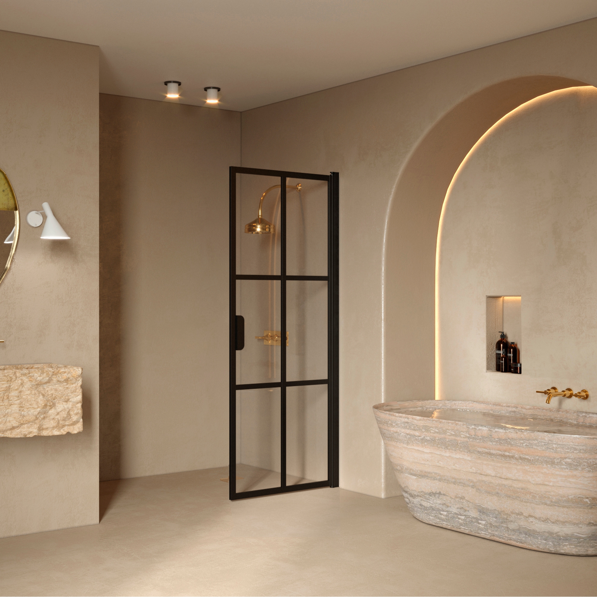 Duschdörr Hietakari Bläk 738 Paris Vändbar 695x1950 mm, Klarglas, Svarta Profiler