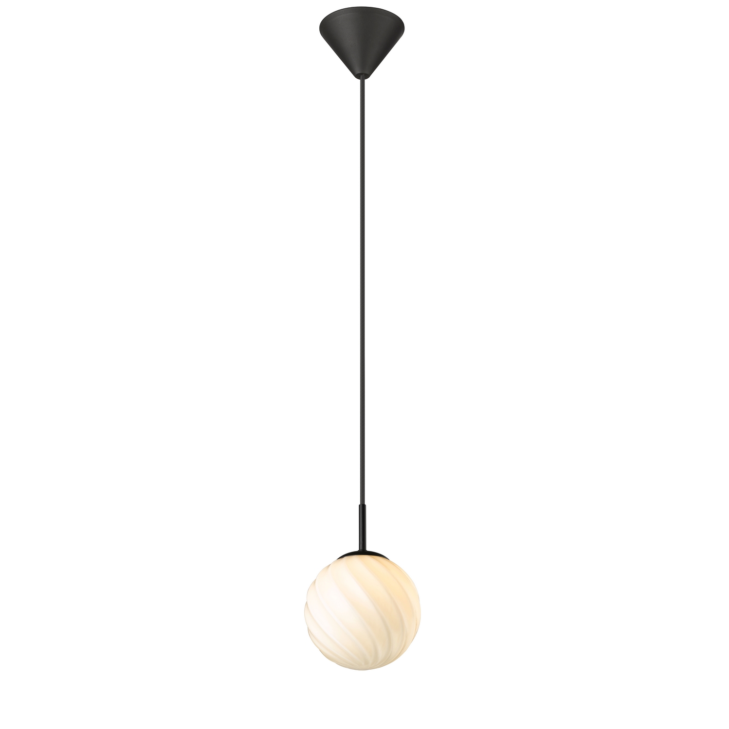 Taklampe Halo Design Twist Ø15 cm Ball Opal/Svart