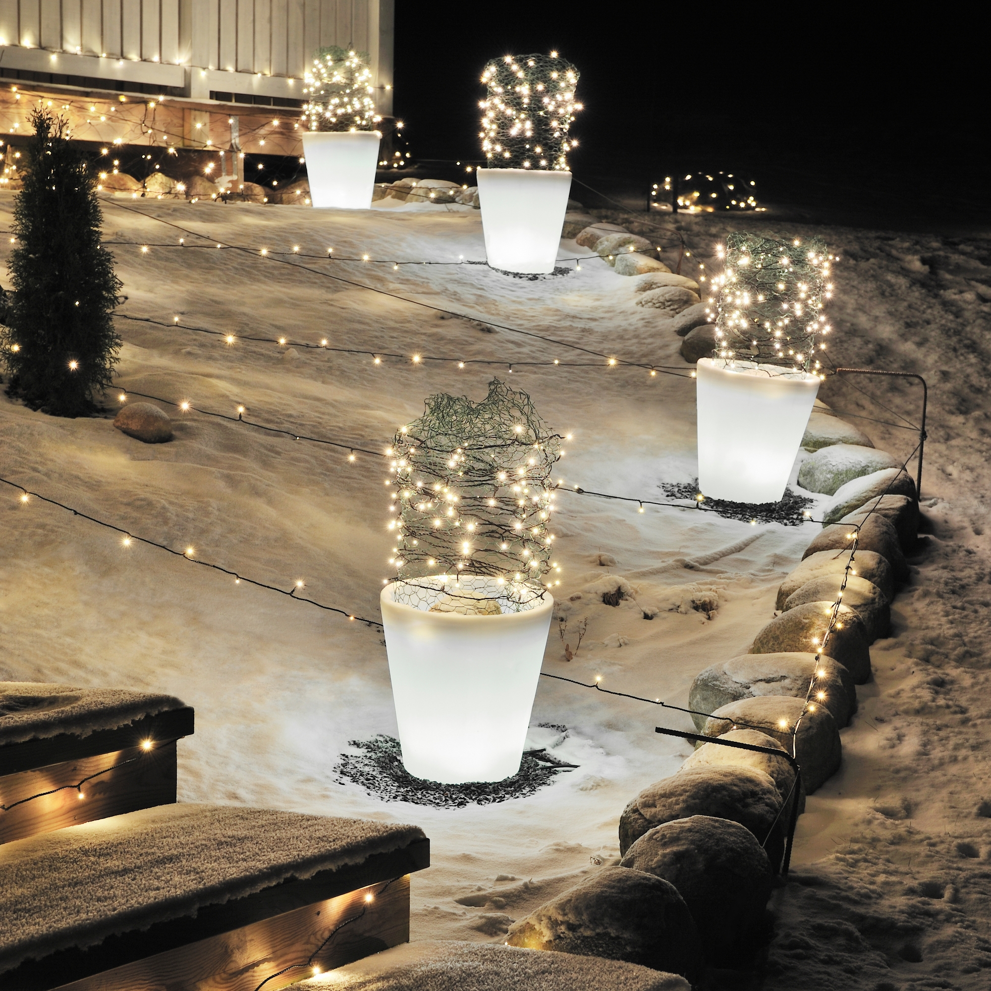 Blomsterpotte Gnosjö Konstsmide Assisi LED Plast Trafo IP44