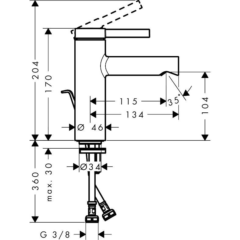 Tvättställsblandare Hansgrohe Zesis S 100 CoolStart med Lyftventil
