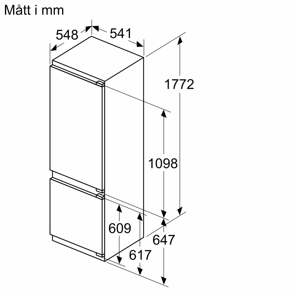 Kjøleskap/Fryser Bosch KIV87VFE0 Serie 4 Integrert