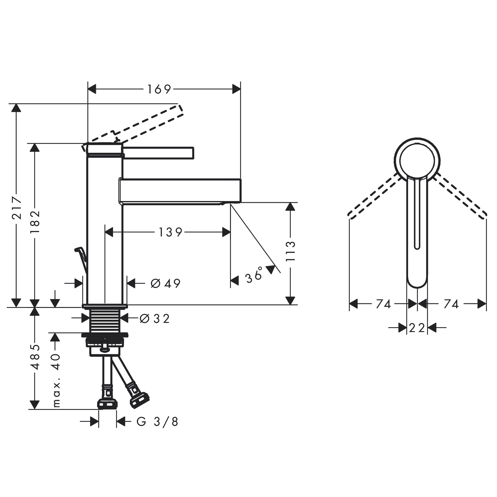 Tvättställsblandare Hansgrohe Finoris 110
