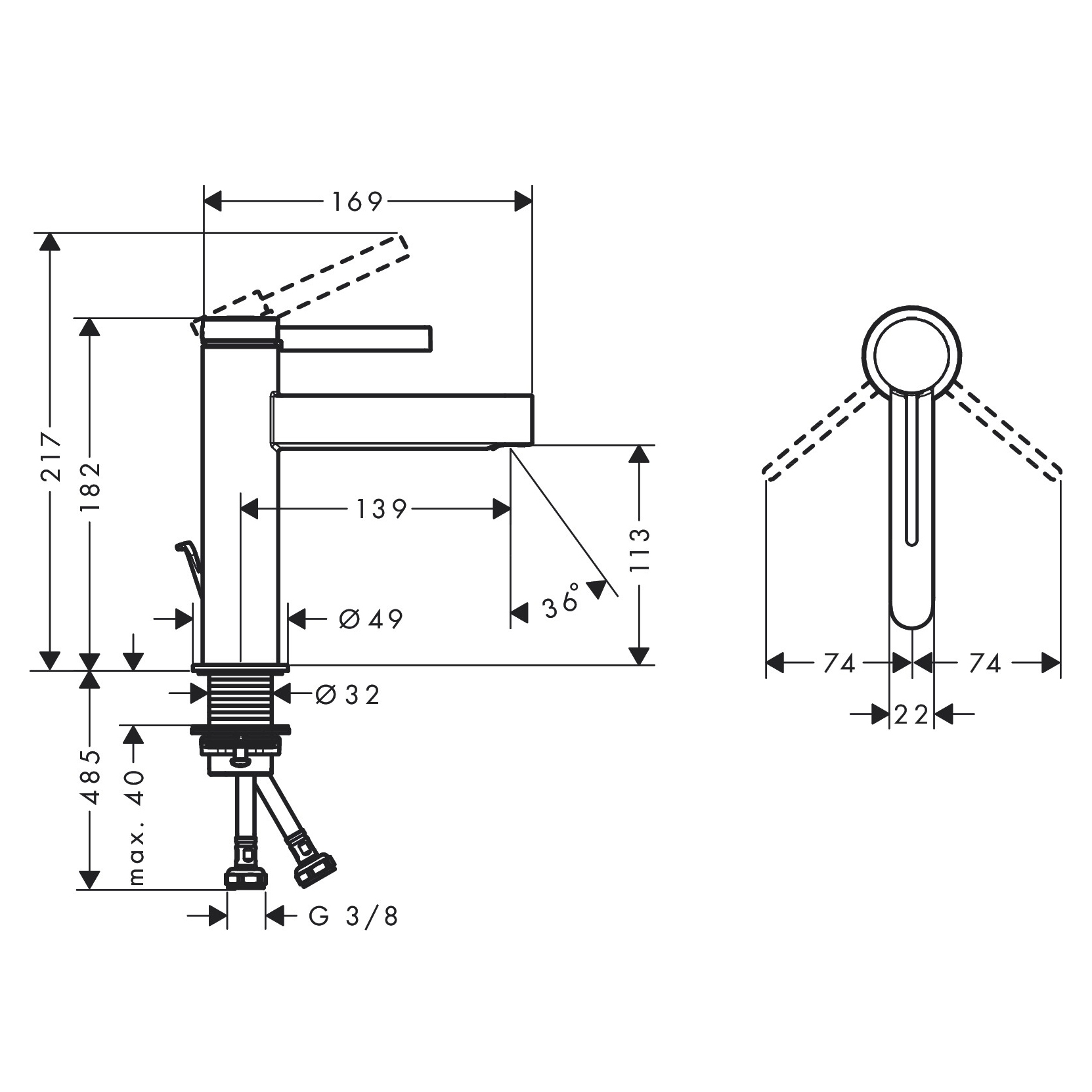 Tvättställsblandare Hansgrohe Finoris 110
