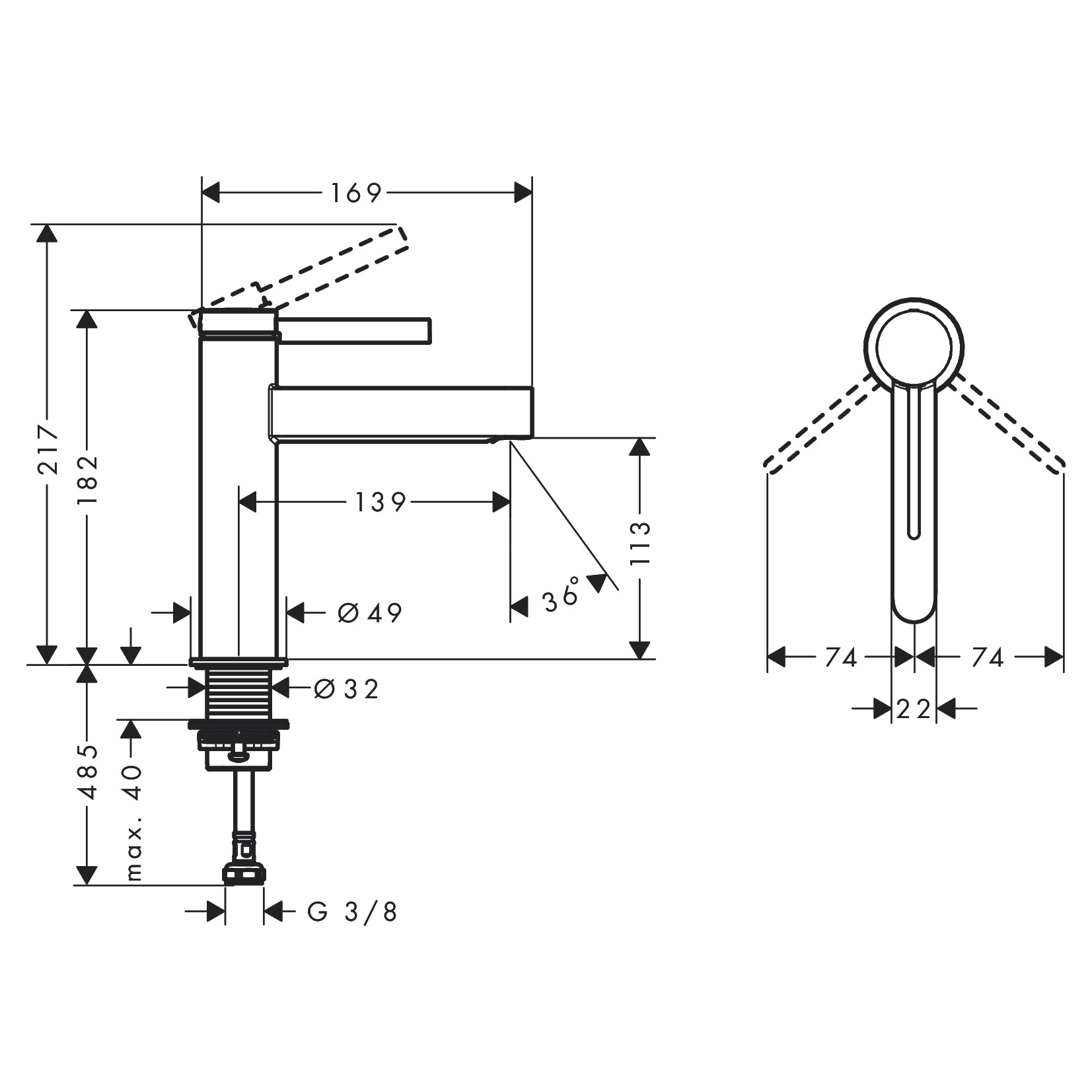 Tvättställsblandare Hansgrohe Finoris 110