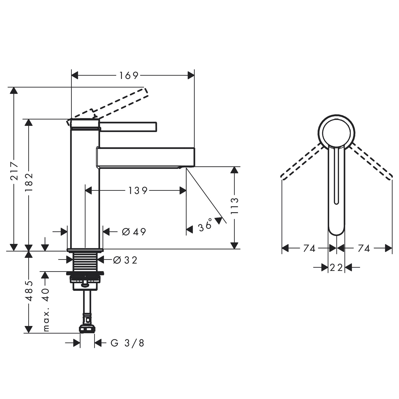 Tvättställsblandare Hansgrohe Finoris 110
