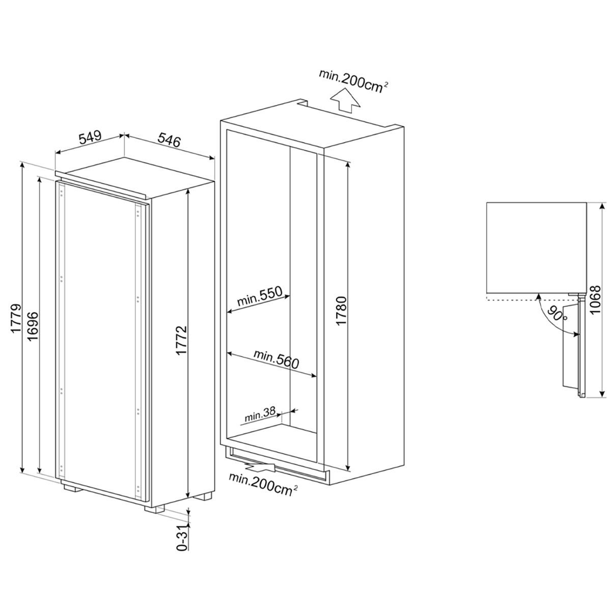 Integrert Kjøleskap Smeg S9L1741D