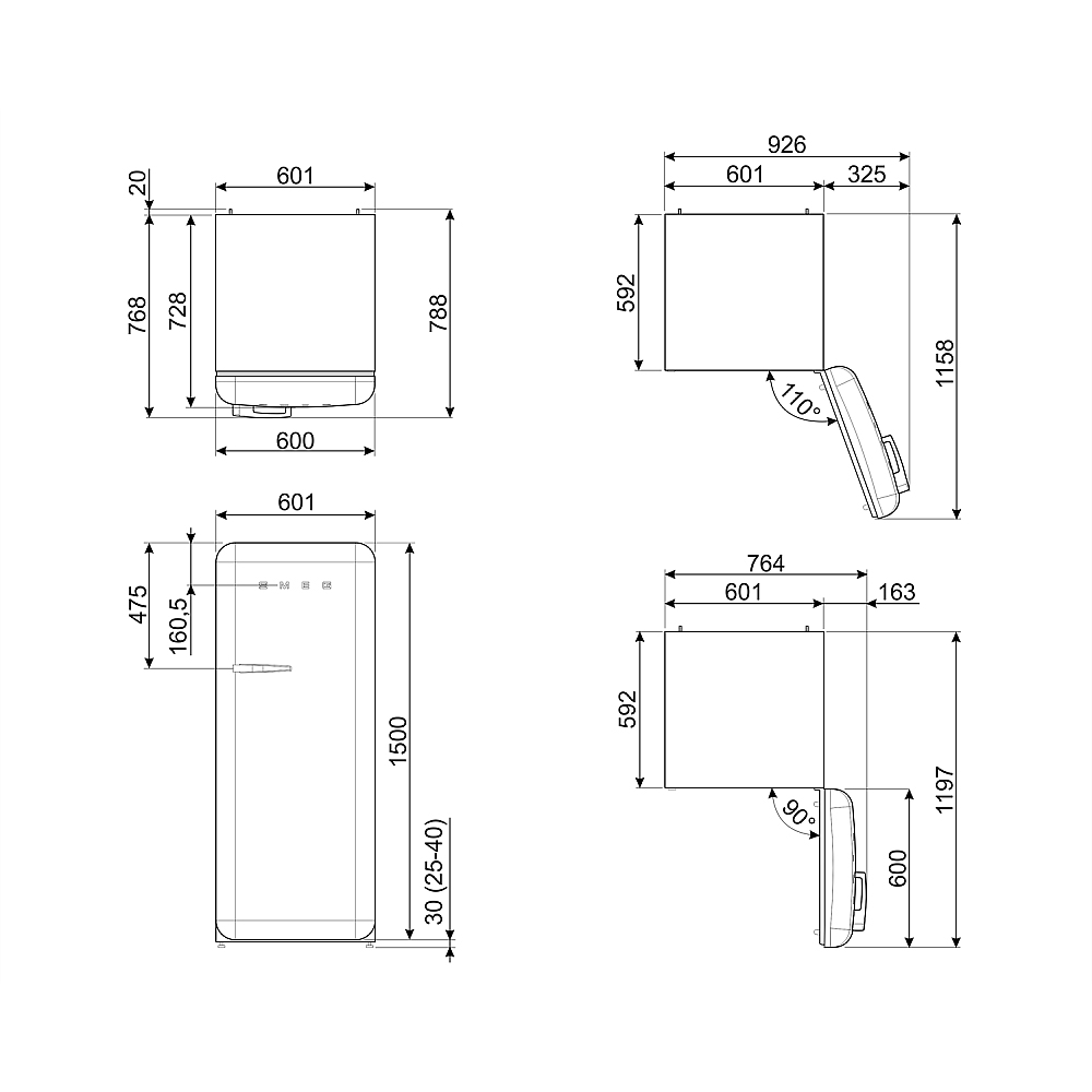 Kjøleskap med fryserom Smeg FAB28RBE6 Blå 50-talls Stil