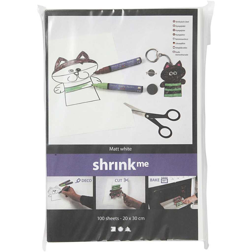 Krympeplast Creativ Company 20x30 cm Matt hvit 100 ark/1 Pk