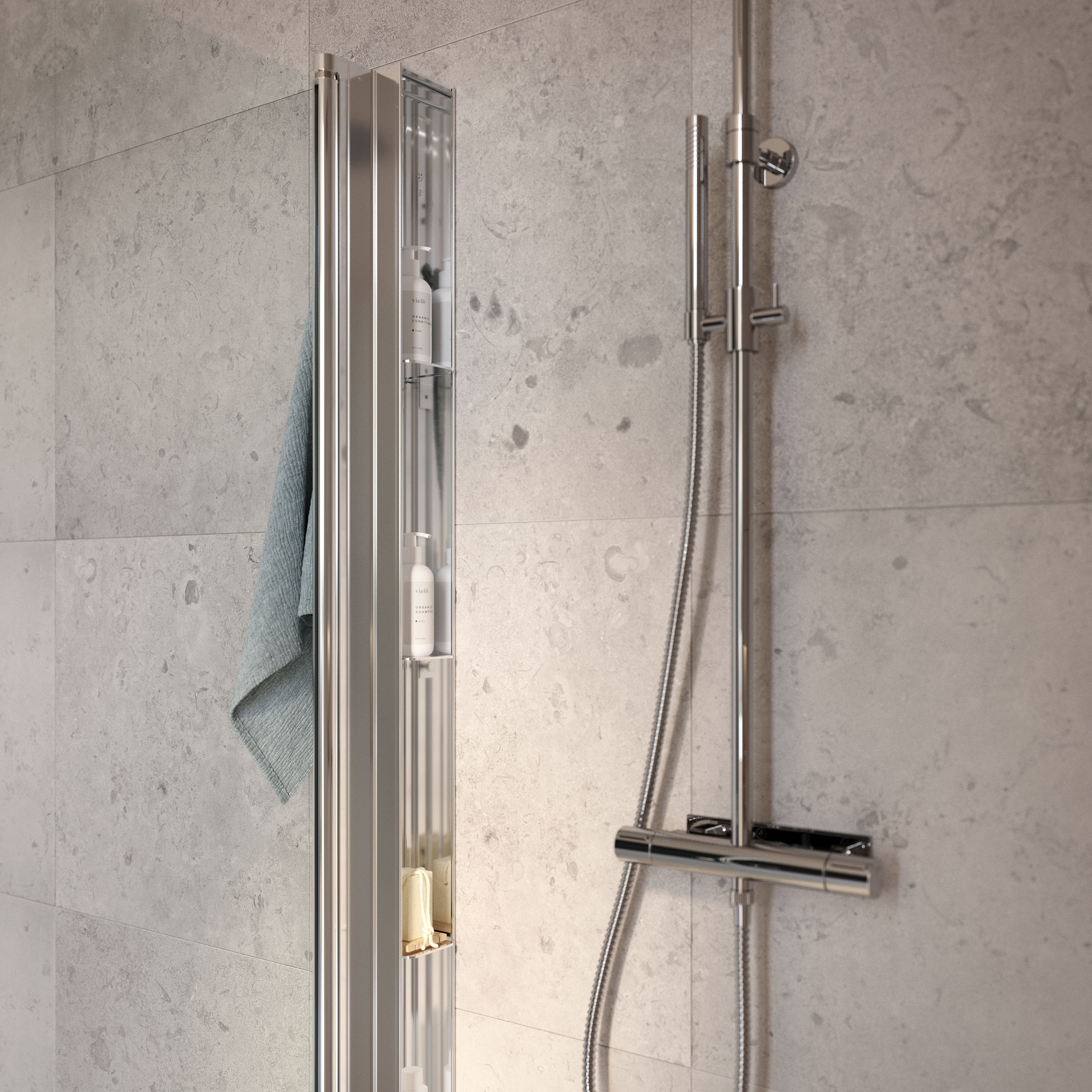 Duschpaket INR Linc Niagara inkl Duschhörn, Duschförvaring och Takduschset