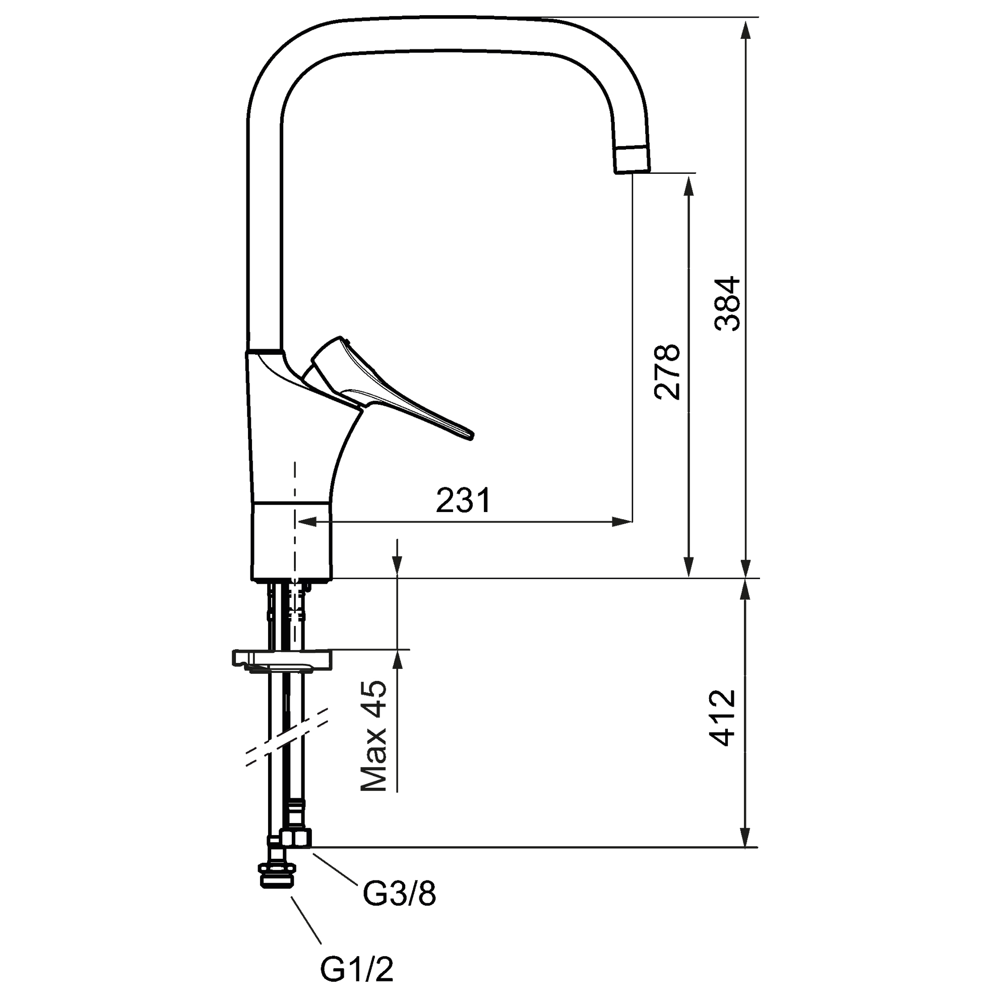 Köksblandare Standard FM Mattsson 9000XE U-Pip Krom